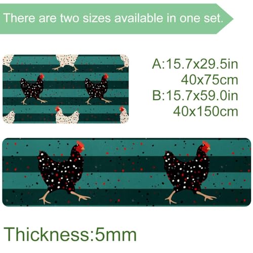 Juego de 2 alfombrillas de cocina de diseño de gallinas, antideslizante y absorbente 4