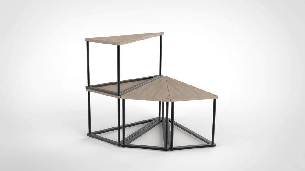 Nordlinger Tréteau Unikk, H.73cm x L.36,5cm x EMP. 36,5cm - Bois Clair FSC, Naturel et Noir