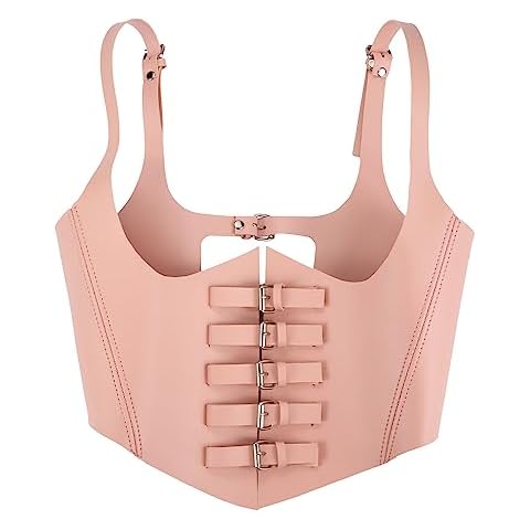 Brementrey Faux Leather Corset Waist Belt Elastic Wide Underbust Corset Lace-up Steampunk Belt for Women Cover