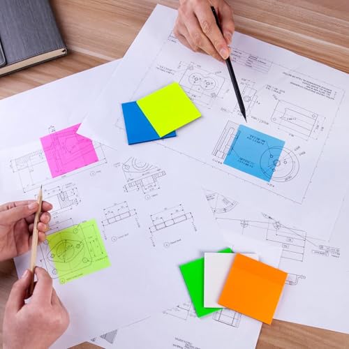 300Pcs Coloured Translucent Sticky Notes - Pastel Clear Waterproof Translucent Self-Stick Notes for Books, Folders, Index, School & Office - Image 2