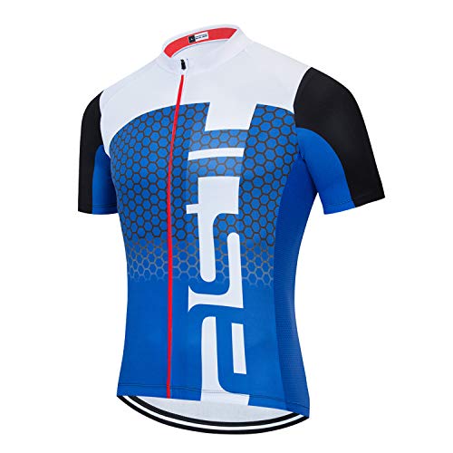 Maillot de cyclisme pour homme à manches courtes avec 3 poches arrière, réfléchissant, respirant, séchage rapide, T-shirt de vélo S-3XL - - XL (poitrine 40.2/42.5") (35.5W) Cover