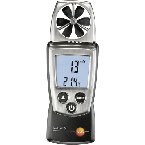 Testo 410-1 Digital Pocket Vane Anemometer, 0.4 to 20 m/s Velocity, -10 to +50C Temperature by Testo