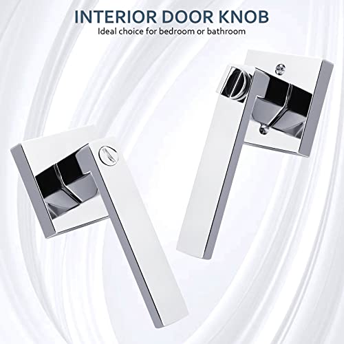 Ehomeware 6 Pcs Polished Chrome Door Handles For Bedroom Bathroom, Door Knobs Interior In Sliver Finish, Privacy Door Levers Heavy Duty Contructions, Keyless Interior Door Knobs, Modern Door Levers #TOP3