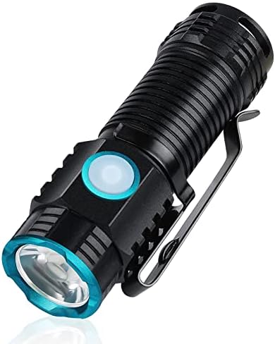 TsukiTac Mini Flashlight, 1000 Lumens, Rechargeable Compact LED Flashlight with Clip, Lightweight Pocket Sized EDC Flashlight for Camping, Hiking, Torch for Outdoor (Size-S)