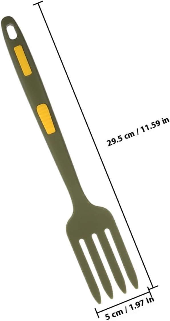 Silicone Fork 2 Pcs Green Long Handle One Piece Kitchen Utensil