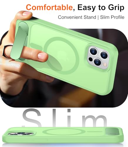Image of Magnetic Compatible with iPhone 12 Case & iPhone 12 Pro Case, [Built-in Invisible Kickstand][Compatible with MagSafe][Military Grade Shockproof] Slim Translucent Matte Phone Case 6.1 inch