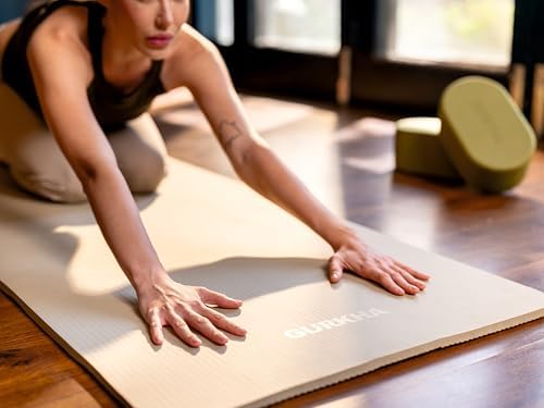 Image of 13mm GURKHA NBR Ultra-Cushioned Yoga Mat with Carry Strap for Men & Women | Category-Leading Comfort, Non-Slip Mat for Yoga, Pilates, HIIT & Floor Workouts | Joint-First Comfort Fitness Mat - Raw Earth | 6ft X 2ft