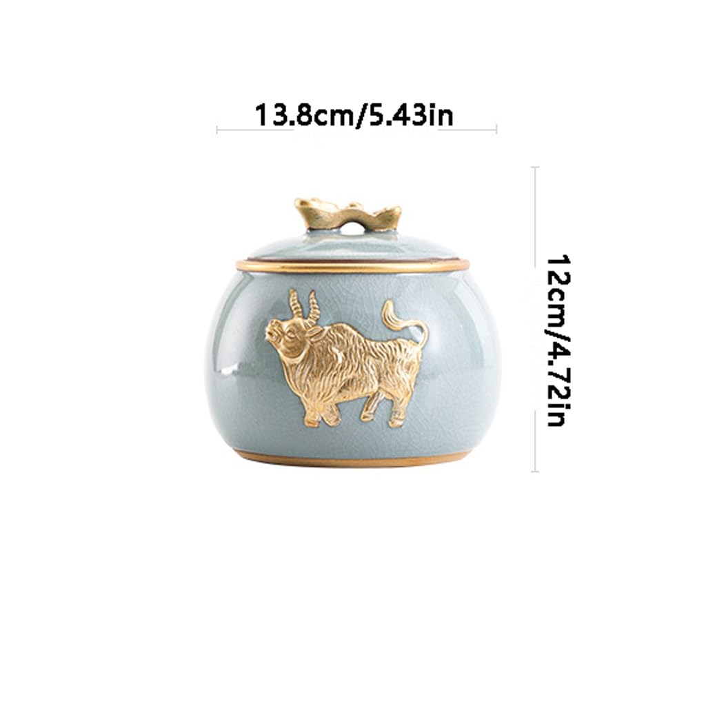 CMBSSTFC Puszki na herbatę Ceramiczne puszki na herbatę, Puszki malowane złotem, Zamknięte puszki odporne na wilgoć, Puszki do przechowywania herbaty w gospodarstwie domowym Puszka na herbatę