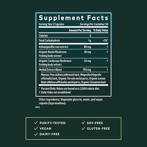 Gaia Herbs Adrenal Health Nightly Restore - Herbal Supplement with Ashwagandha, Magnolia Bark, Cordyceps, Lemon Balm & More* - 60 Vegan Liquid Phyto-Caps (30 Servings) - Image 4