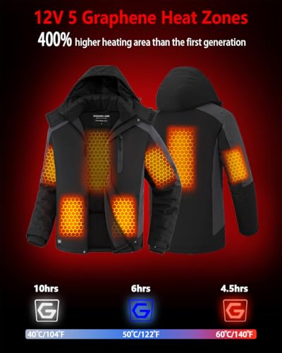 Graphene Men Heated Jacket Coat with 18400 mAh Battery Pack3