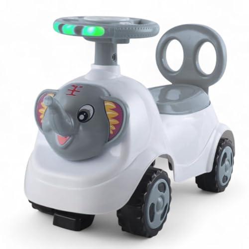Image of kidsROAR Push Ride On Car for Kids 1-5 Years | Baby Push Car with Music, 3D Lights & Backrest | Premium Ride On Toy Supports Up to 35kg (Elephant, Grey)