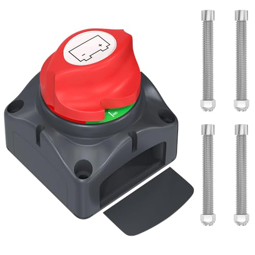Batterie Trennschalter Batterieschalter, 12V 24V 48V Batterietrennschalter 275A Wasserdicht Hauptschalter Akku Trennen für Boot LKW Jacht Motorrad Caravan Auto KFZ UTV-Fahrzeug