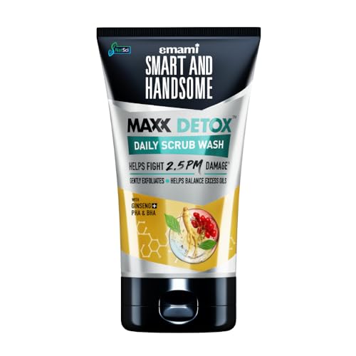 Image of Smart And Handsome Maxx Detox Daily Scrub Wash | Fights 2.5 Pm Damage | Gently Exfoliates | Balance Excess Oil | With Ginseng To Revitalizes Dull Skin & Pha+Bha To Deep Cleanses Pollutants | 100g