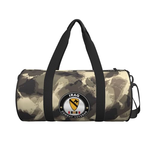 Army 1st Cavalry Division Iraq Combat Veteran Convertible Garment Bag with Shoulder Strap, Carry on Garment Duffel Bag for Men - Rolling Foldable for Travel Luggage Bags (Black)2