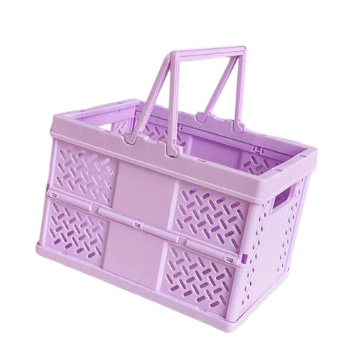 Dickly Caja de almacenamiento, caja utilitaria, contenedor plegable, rectangular, apilable, cubo organizador de almacenamiento, contenedor para el hogar, PÚrpura