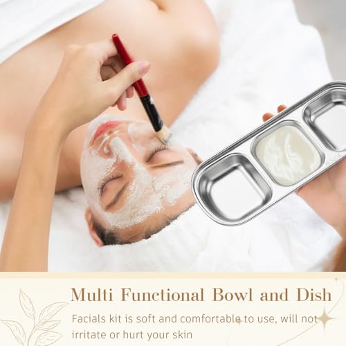 Image of 4 Pcs Esthetician Bowls Face Mask Tray Esthetician Supplies Stainless Steel Compartment Serving Tray Women Skincare Products Facial Bowl for Spa Salon Aesthetician Beauty, Nail Art (Silvery,Medium)