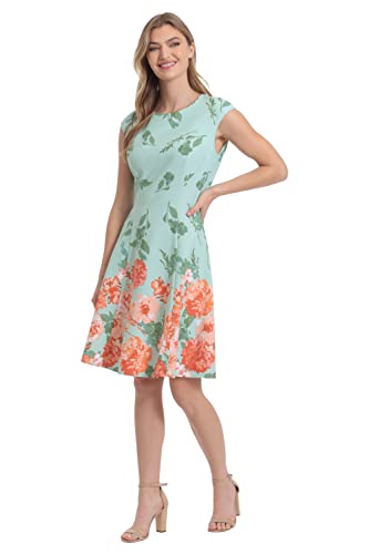Image of London Times Womens Dresses Cap Sleeve Fit and Flare - Elegant Summer Cocktail Graduation Garden Party Wedding Guest Dress