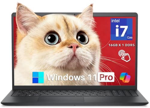 Image of Dell DC15250 15.6 inch Touchscreen Laptop 2026, Intel i7-10 Cores (Up to 5.00 GHz), 16 GB DDR5 RAM 512GB SSD, FHD LED 220 Nits Anti-Glare, Black, Ai Copilot Key, Wi-Fi6, Webcam, Windows 11 Pro