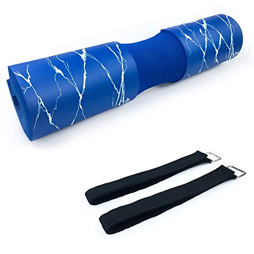 Barbell Pad For Squats, Lunges And Hip Thrusts - Squat Pad Weight Lifting Bar Cushion Pad Protector For Neck And Shoulder - Fit Standard And Olympic Bars - Blue Marbling #TOP3