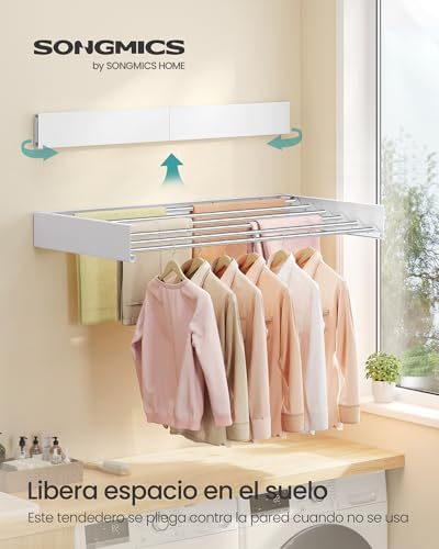 Miniatura 2 de Songmics Tendedero De Pared Abatible, 6 Barras, 100 Cm