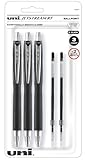 Uni-Ball Jetstream Rt Ball Point Pens Black - Writing Pens Bold Point (1.0mm) - 3 Ink pens With 2 Refills - Smooth Writting Pens Ideal for Left Handed Writers