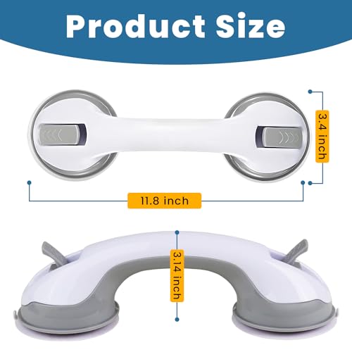 Grab Bars for Shower, Set of 2 Designed to Provide Balance Assistance and Safety for Elderly and Disabled Individuals in The Bathroom. Grab Bars can be Attached to Tiles, Glass & Hard Plastic ONLY.
