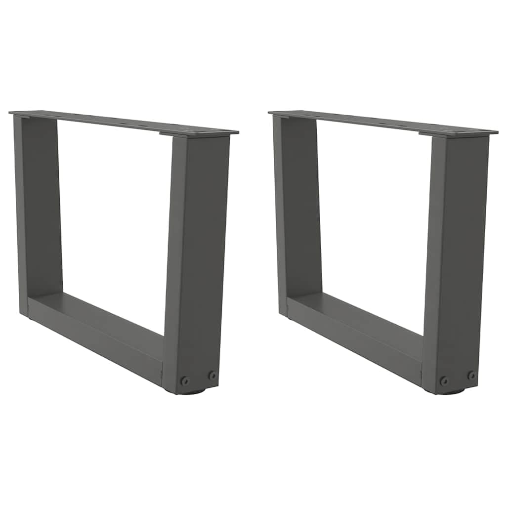 Pieds de table basse anthracite en acier en V avec nivelateurs 50cm