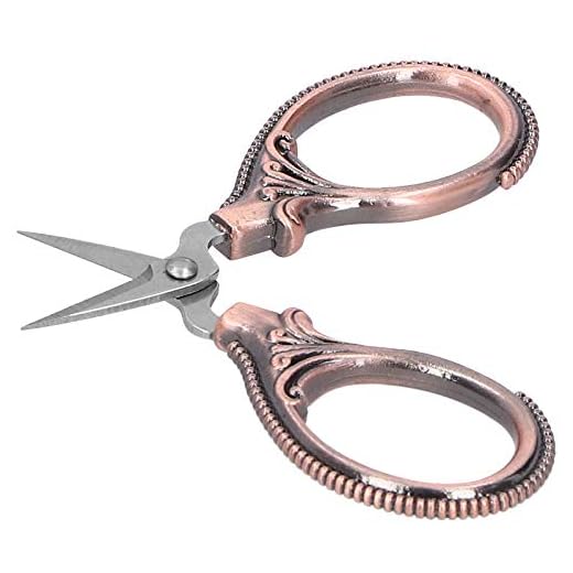 Tesouras de costura, tesouras duráveis ​​de ponto cruzado Resistência à corrosão Tesouras de costura pequenas Design ergonômico para costura para bordados(Vermelho antigo)