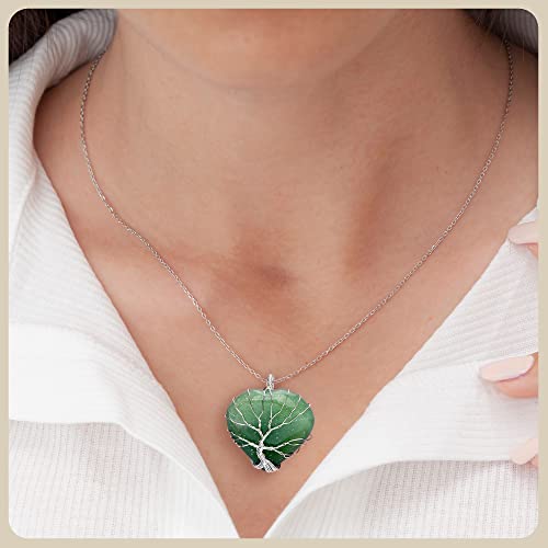 Handcrafted Crystal Pendant; Spiritual Healing Crystal Necklace Pendant; Chakra Necklace For Women & Men; Crystal Jewellery Protection Necklace By Karma Pledge (Green Aventurine Heart) #TOP1