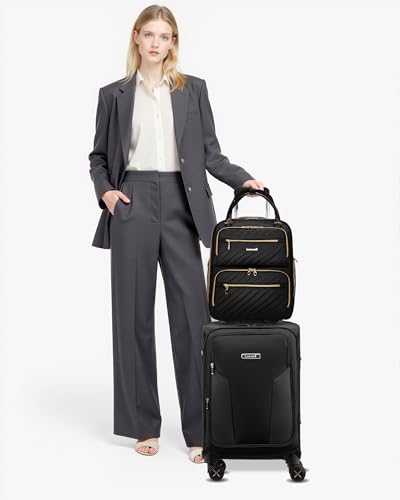 LUGGEX Underseat Carry On Luggage with Wheels 2-Piece Set(16",20"), Seamless combo for business trips, vacations, or weekend getaways.3