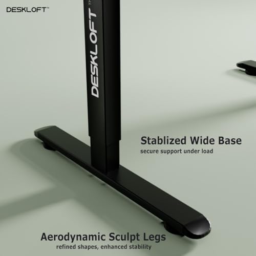 Image of Height Adjustable Electric Standing Desk | Ergonomic Sit Stand Workstation with Walnut Wood Grain Desktop | Motorized Computer Desk for Home Office (Black Frame & Brown Top, 1200 x 600 mm)
