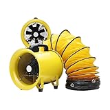 Portable Explosion Proof Exhaust Fan 8 Inch, Heavy Duty Industrial Fans With 16ft/5 m Flexible Duct Hose, Utility Air Mover Blower Fan for Extraction and Ventilation