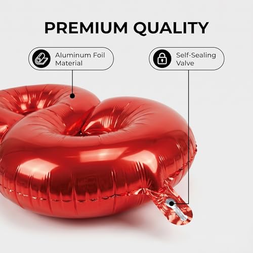 Image of Number 10 Balloon Foil Mylar Balloons for Birthday Party Decoration (Red, 16 Inch)