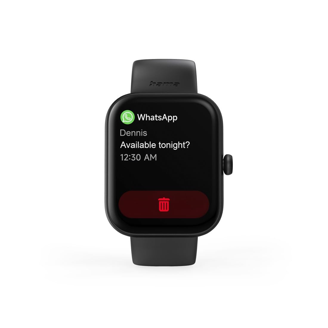 Hama Smartwatch, Farbdisplay 1,65“, Telefonfunktion, IP68, schwarz | WhatsApp, E-Mails etc., Sprachassistent, Fitnesstracker mit 100 Sportarten + Herzfrequenz, Blutsauerstoff, Kalorien etc.