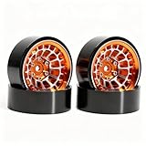 DUSTAIL 1.3” Aluminum Beadlock Wheels, -4.53mm Offset CNC 7 mm Hex Rims for 1/18 1/24 RC Crawler TRX4M, Axial SCX24 AX24, Redcat Ascent-18, FMS FCX24, 4 pcs, Orange
