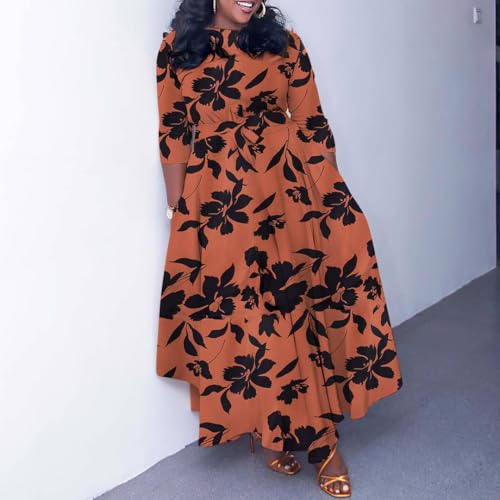Image of BFFBABY Casual Dress Plus Size Formal A Line Dresses for Women Fall Long Dresses with Sleeve Casual Belted