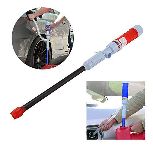 OurLeeme Bomba Manual de trasvase de líquidos, Bomba de Transferencia de Agua de Combustible líquido, Bomba de succión Flexible eléctrica automática alimentada por batería (Rojo)