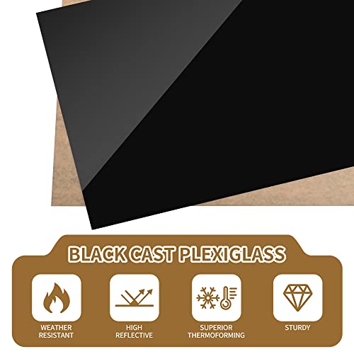Image of 1 Pieces 8 x 12 Black Acrylic Sheet 1 /4 inch Thick 6mm Black Plexiglass Sheet, DIY Materials for Home Decor, Handcraft, Painting, Photography,Switch Panel, Display Stand (1, 8 x 12 x 1 /4)