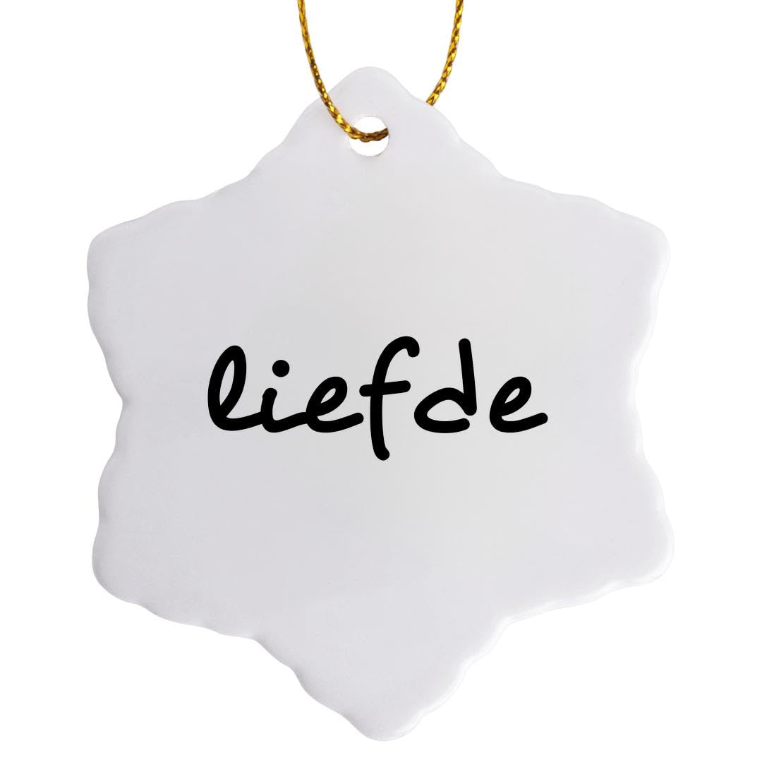3dRose Liefde-Word for Love in Dutch or Afrikaans-World Languages Text Snowflake Ornament, 3"