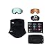 Burton Anon M6 Low Bridge (Asia Fit) Snow Goggles + Bonus Lens + MFI Face Mask + Case (Frame: Black, Lens: Perceive Variable Blue, Spare Lens:Cloudy Pink)