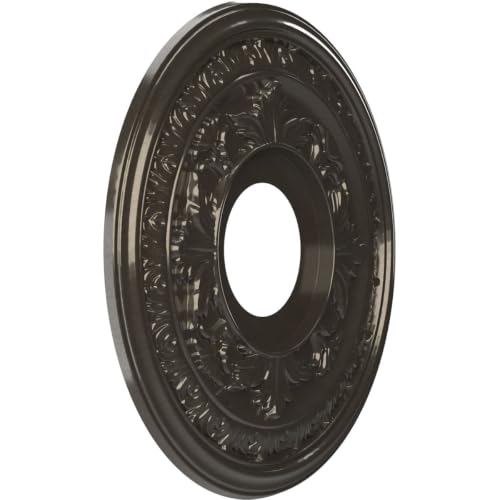Image of Ekena Millwork CMP13BACCH Baltimore Thermoformed PVC Ceiling Medallion (Fits Canopies up to 5 1 /4 inch), 13 inchOD x 3 1 /2 inchID x 3 /4 inchP, Metallic Charcoal