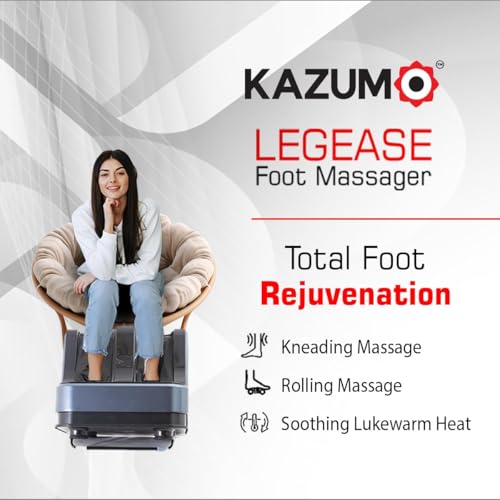 Image of LegEase Foot Massager with 40C Warm Therapy, 4-Motor Rolling & Kneading Massage for Relaxation & Fatigue Recovery, Pain Relief Foot Calf & Leg Massager with Vibration, Boosts Blood Circulation, Ergonomic Design (Blue)