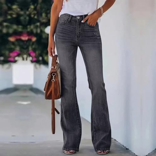 High Waisted Bootcut Jeans for Women Skinny Distressed Ripped Flare Jeans Curvy Denim Bell Bottom Pants with Pockets2