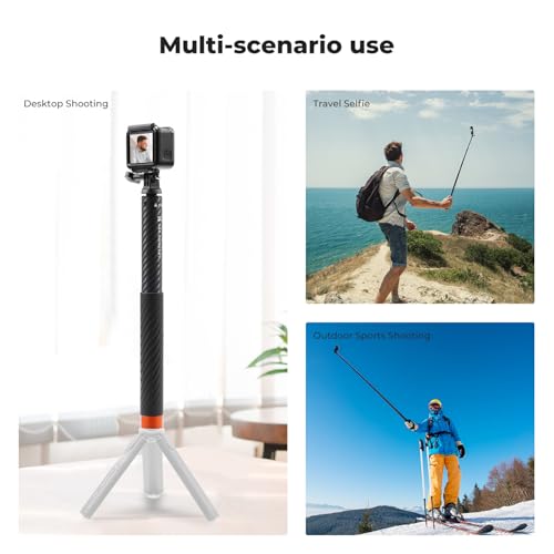 Image of K&F CONCEPT Carbon Fiber Invisible Selfie Stick, （127cm /50in） Extension Long Pole Compatible with Insta360 X5 X4 X3 ONE X2 Ace, Ace Pro, Ace Pro 2, GO 3 /3S, GO Ultra, DJI Osmo 360 Action Cameras | Compatible with Insta360 X5 /X4 /X3 ONE X2 Ace Pro 2, Luna Ultra, DJI Osmo Action 3-6 Osmo 360,Go Pro Hero 8-13 Balck Camera