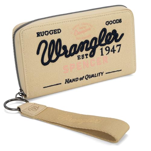 Image of Montana West X Wrangler Wristlet Wallets for Women Classic Retro Wallet Purse Bifold Credit Card Wallets for Women Oversized Logo Clutch Wristlet