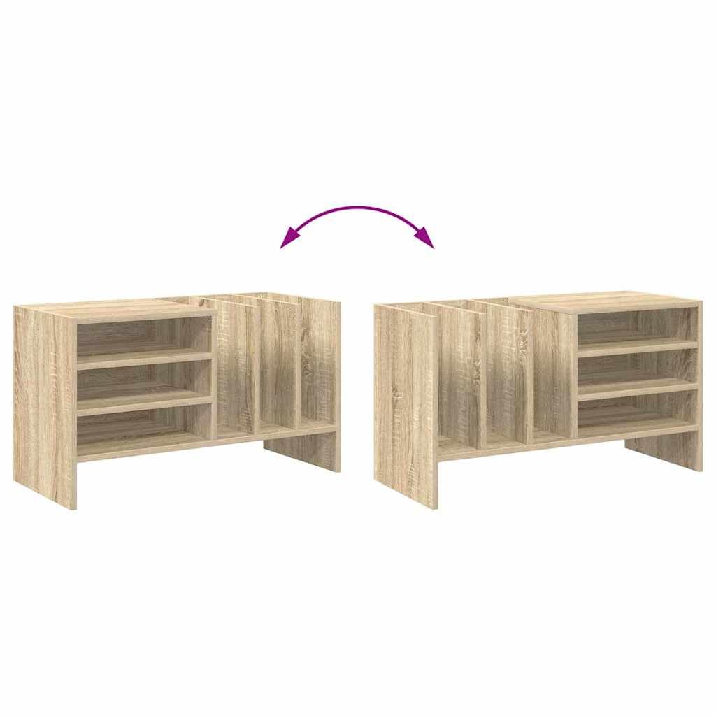 Armadietto per vinili con scaffale, in rovere Sonoma, 78,5 x 35 x 45 cm, cassettiera con 6 scomparti, per soggiorno, dischi in vinile, Hi-Fi, scaffale per CD, DVD, credenza