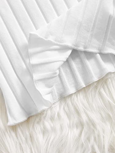 WDIRARA Toddler Girl's Lettuce Trim Ribbed Knit Round Neck Short Sleeve Tee Top 4 Piece Set2