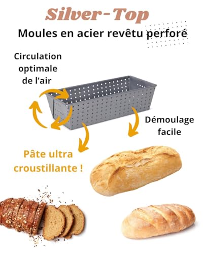 patisse 03501, Moule à pain perforé, Moule brioche Acier revêtu, Anti Adhésif Silver-Top, 25 x 11.5 x hauteur 7 cm, Gris argenté – vue 5