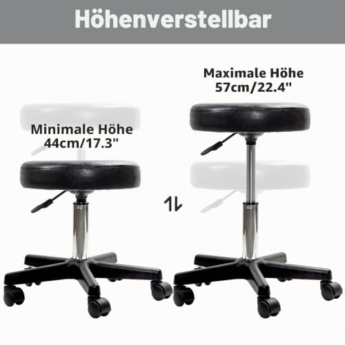 Foto von display4top Schwarz Einstellbare Rollkissen Tattoo Massage Hydraulische Salon Hocker mit Zurück, 5 Wheels
