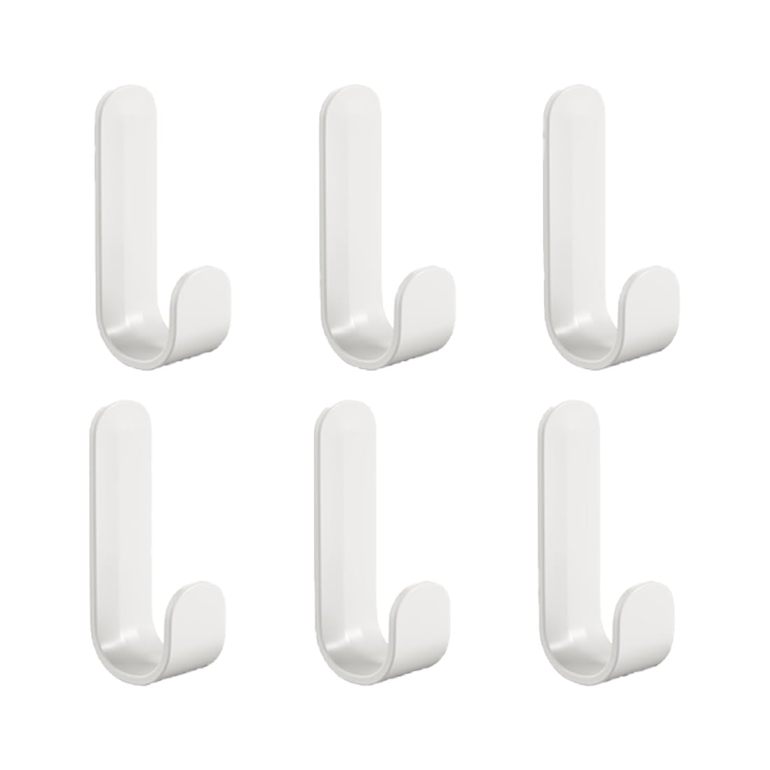 Ganci Adesivi, 6 Pezzi Ganci in Plastica, Ganci da Parete Adesivi, Portasciugamani, per Cucina, Bagno, Soggiorno, Bianco